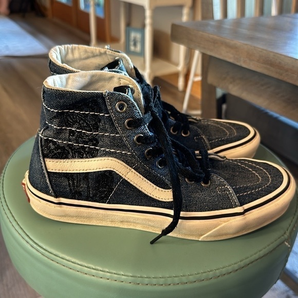 Vans denim blue high tops men’s 7.5/ woman size 9.0 - Picture 4 of 9